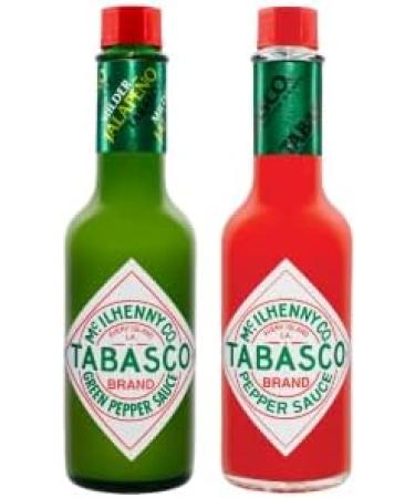 TABASCO Duo-pack: Original Red Pepper and Green Pepper Sauce - 2 glass bottles of sharp chili sauce (2 x 147ml) 100% natural - Buy Online on GoSupps.com