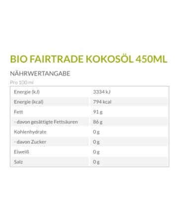 Organic Fair Trade Virgin Coconut Oil - Natural First Cold Pressed for Cooking Frying & Baking | Vegan | 450ml - Buy Online on GoSupps.com