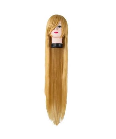 Lfmdjf Black Wig Synthetic Heat Resistant 100 cm/40 inches Straight Brown Blonde Burgundy Hair Costume Hairpiece 38inches Blue Muli Color