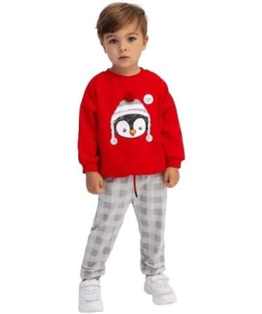 Artie Baby Boys 100% Cotton Pyjamas Set | Footless Long Sleeve Pajamas for Kids | 2 Piece Nightwear Outfit | 12M-8Y | Red - Buy Online on GoSupps.com