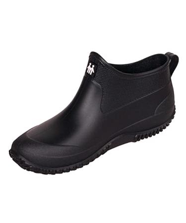 SMajong Rain Boots for Women Waterproof Garden Shoes Men Anti Slip Rubber Ankle Boots Car Wash Shoes Women's Rain Footwear 11 Women/9.5 Men All Black