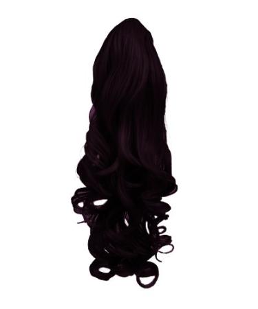 Ponytail Claw Clip - Dark Plum - Wavy - 22in / 56cm - 200g - Reversible - Heat Resistant Synthetic - Clip in Hair Piece - Looks and Feels like Real Hair