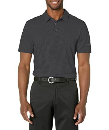 adidas Men's Ottoman Stripe Polo Shirt Black/Grey Six Large