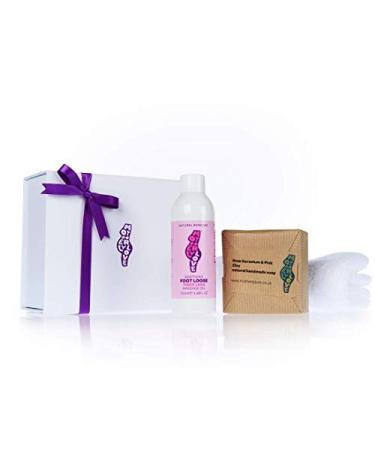 Motherlylove gift box for pamper feet 100 % natural and vegan: footless & rose geranie + pink clay soap made in Great Britain by an experienced midwife