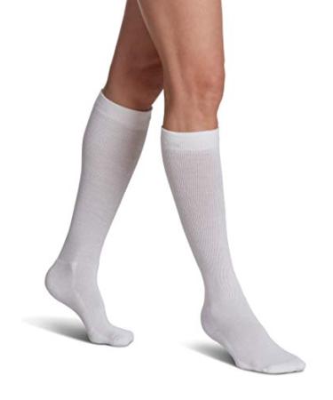Sigvaris EVERSOFT Diabetic Sock 160 Knee-high Compression Socks 8-15 mmHg White Medium