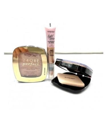 DEBORAH Deborah 24 Hours Perfect Compact Powder Foundation 01 Light Beige Waterproof + Illuminating Cream