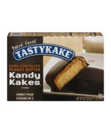 Tastykake Kandy Kakes Dark Chocolate Peanut Butter Snack Cakes - Family Pack of 12 Cakes - Buy Online on GoSupps.com