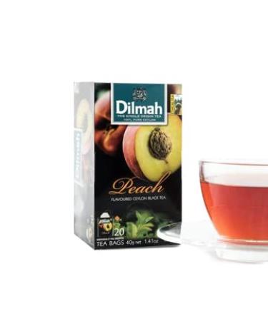 Dilmah Peach Flavored Ceylon Black Tea - 20 Tea Bags X 3 Pack - Sri Lanka Ceylon Dilmah Peach Tea Real Tea