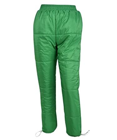Arssm Women Puffer Pants Quilted High Waist Adjustable Hem Winter Casual Loose Ski Pants Green Small