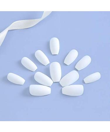 24 Pcs Matte Press on Nails White Long Coffin Fake Nails Artificial Full Cover False Nails for Women and Girls (White) - Buy Online on GoSupps.com