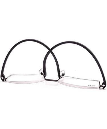 REAVEE 2 Pack Half Frame Metal Reading Glasses +2.75 Black/Blue with Portable Case - Lightweight Spring Hinge Readers for Women Men - Buy Online on GoSupps.com