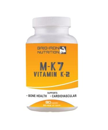 GRID-IRON NUTRITION Vitamin K2 Menaquinone-7 (MK-7) 100 MCG Dietary Supplement Suppots Bone & Health - 90 Capsules