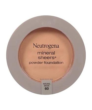 Neutrogena Mineral Sheers Compact Powder Foundation Natural Beige 60, 0.34 oz - Pack of 2 | Lightweight, Oil-Free, and Fragrance-Free Mineral Foundation - Buy Online on GoSupps.com