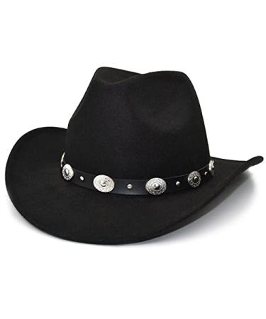 Lisianthus Men & Women's Felt Wide Brim Western Cowboy Hat Black
