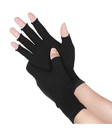 Sibba Arthritis Compression Gloves for Women Men  Compression Fingerless Glove for RSI  Carpal Tunnel  Rheumatiod  Tendonitis Black - Buy Online on GoSupps.com