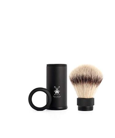 Travel Black Aluminum Silvertip Fibre Shaving Brush - Portable Luxury Shave Brush for Men - Buy Online on GoSupps.com