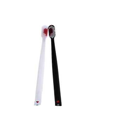1 pair of toothbrush heart brush teeth romantic crystal box soft toothbrush adult toothbrush couple wedding gift (color: black and white) black / white