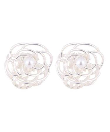Lurrose 2pcs Pearls Hair Claw Clip - Small Metal Stylish Hair Barrettes for Women (Silver) - Buy Online on GoSupps.com