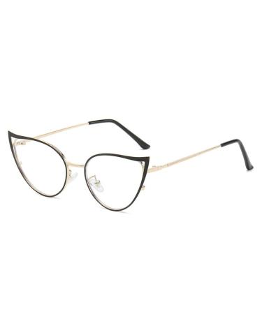 Anti Eye Strain Reading Glasses Blue Light Blocking Computer Readers Cat-Eye Flat Light Mirror Presbyopic Glasses +250 Black