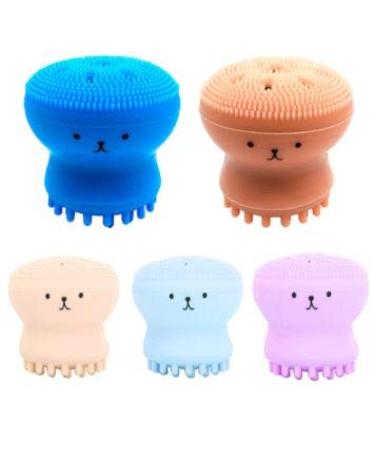 Octopus Shape Silicone Face Cleansing Brush Face Washing Product Pore Cleaner Exfoliator Face Scrub Brush Skin Care (Orange)