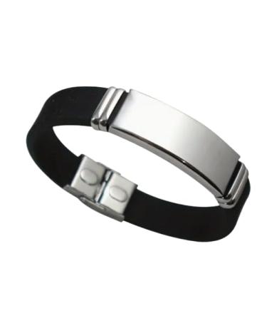 Engraved Stainless Steel Medical Alert Bracelet Casual Style Silicone Band
