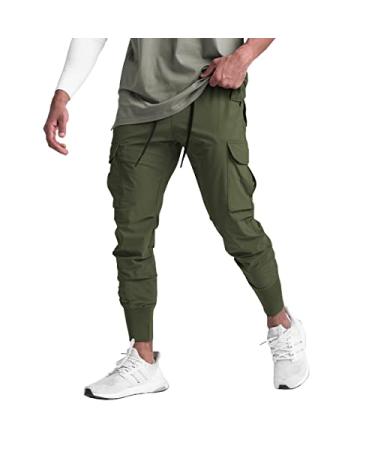 Muscle Killer Mens Running Jogger Pants Workout Athletic Sweatpants Lightweight Quick Dry Tapered Hiking Pants Sports Pants Medium Army Green
