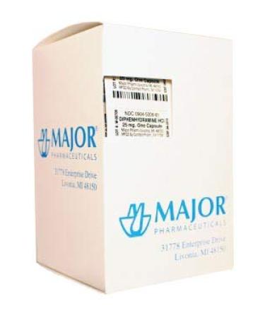 Major Pharmaceuticals 249326 Benadryl Diphenhydramine Hcl Antihistamine Capsule 25 mg 10x10 UD Capsule