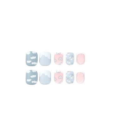 Diduikalor Short Cloud Blue Acrylic Press on Nails - 24Pcs Square False Nails for Women (JP2118) - Buy Online on GoSupps.com