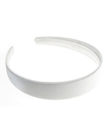 2.5cm (1") White Satin Covered Plastic Alice Band Hair Band Headband No Teeth for Women Girls by Glitz4Girlz