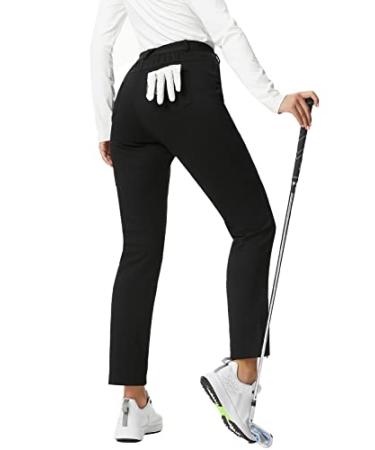 JACK SMITH Women's Golf Pants Stretch Lightweight Business Casual Pants with Pockets Black #Slightly Thick Fabric Large
