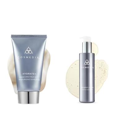 COSMEDIX Hydrate Plus SPF 17 Sunscreen & Benefit Clean Gentle Cleanser Gel Face Wash - Skincare Bundle