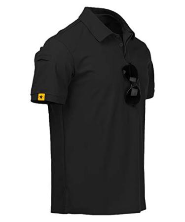 V VALANCH Mens Polo Shirt Short Sleeve Golf Shirt for Men Tactical Shirts Pique Jersey Tennis Casual T-Shirt Black-012 X-Large