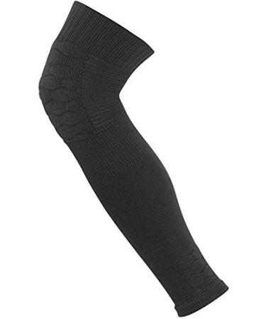 TCK Defender Football Padded Knit Leg Sleeves Over the Knee Black Medium