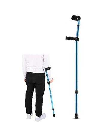 Adult Folding Forearm Crutch with Open Cuff Blue Portable Adjustable Walking Stick for Elderly Disabled and Physically Impaired 1 Unit Safehappy Smooth Sailing