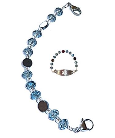 Hidden Hollow Beads Women's Artistic Medical Alert ID Interchangeable Replacement Bracelet, Identification Vital info tag Blue