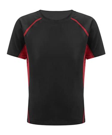Yhong Kids Boys Football Soccer Jerseys Shirt Short Sleeve Workout Sport Tops Moisture Wicking Running Shirts Red 5-6 Years