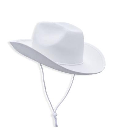 COLLECT PRESENT Plain Felt Cowboy & Cowgirl Hat for Men, Women, and Teens | Western Studded Cowboy Hat in Adult Sizes White