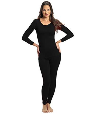 Rocky Thermal Underwear for Women (Thermal Long Johns Set) Shirt & Pants, Base Layer w/Leggings/Bottoms Ski/Extreme Cold Black (Standard Weight) Large
