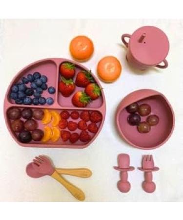 Baby Led Weaning Feeding Set | Suction Silicone Bowl & Utensils for Toddlers - Includes Spoons, Bibs, Food Plate - Beige - Buy Online on GoSupps.com