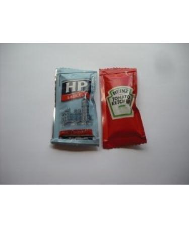 100 Individual HP Brown Sauce Sachets & 100 Heinz Tomato Sauce Individual Sachets