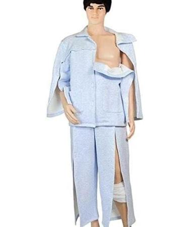 Patient Care Clothes Easy to Wear Cotton Suitable for Hemiplegia and Long-Term Bed Rest Hospital/Home Care Aid(Large)