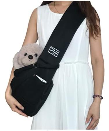 Dog Sling Pet Carrier Hand Free Dog Papoose Shoulder Carry Bag for Small Dog Puppy Animals Up to 6kg/13lbs Plaids Inside Wide Shoulder Strap Front Pocket Soft Pet Handbag for Outdoor Walking Shopping Black - Buy Online on GoSupps.com