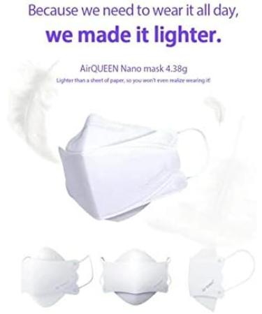 Air Queen (100 Pack) Nanofiber Mask | FDA Approved 2021 Improved Redesign Ergonomic Design Breathable Ultra Thin and Lightweight Prime Fit Protects from Dust and Pollen Individually Packaged Face Masks Made in Korea - Buy Online on GoSupps.com