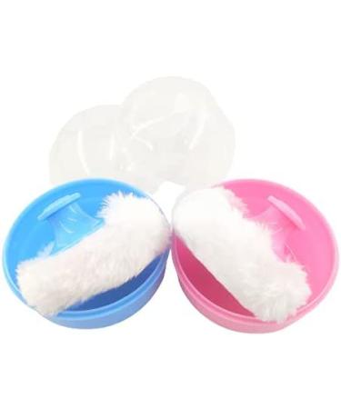 2 Baby Powder Puff Box Plush Baby Powder Box Baby Powder Box Baby Powder Container Baby Powder Container Baby Body Care Supplies (Pink and Blue)