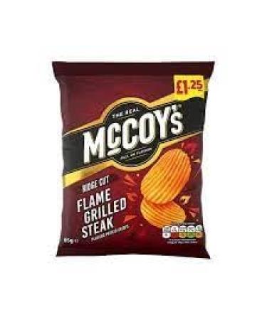 McCoys Ridge Cut Potato Crisps Fresh 20 x 65g Sharing Mccoys (Flame Grilled Steak)