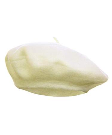 VGLOOK French Style Classic Solid Color Wool Berets Beanies Cap Hats Off-white