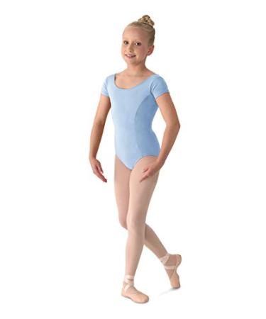 Mirella Girl's Princess Seam Cap Sleeve Dance Leotard 4-6 Light Blue