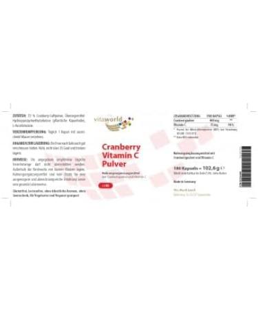 Vitaworld Cranberry 400 mg + Vitamin C - 180 Capsules | Boost Immunity & Urinary Health - Buy Online on GoSupps.com