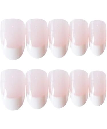 White round headed French False nails Press on Nails with Nail Tips Acrylic False Nails Cute Artificial Nails for Women and Girls - Buy Online on GoSupps.com