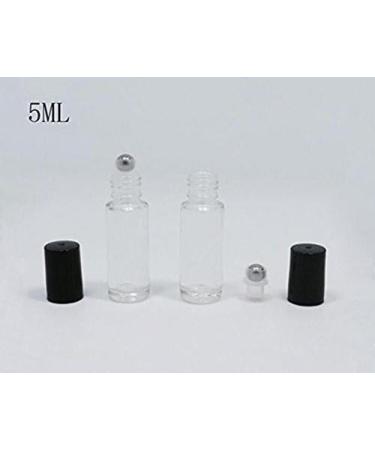Mini Clear Glass Bottles for Essential Oils - 6 Pack with Stainless Steel Roller Balls & Black Caps - Perfect for Travel Samples Make-up & Cosmetics - Buy Online on GoSupps.com